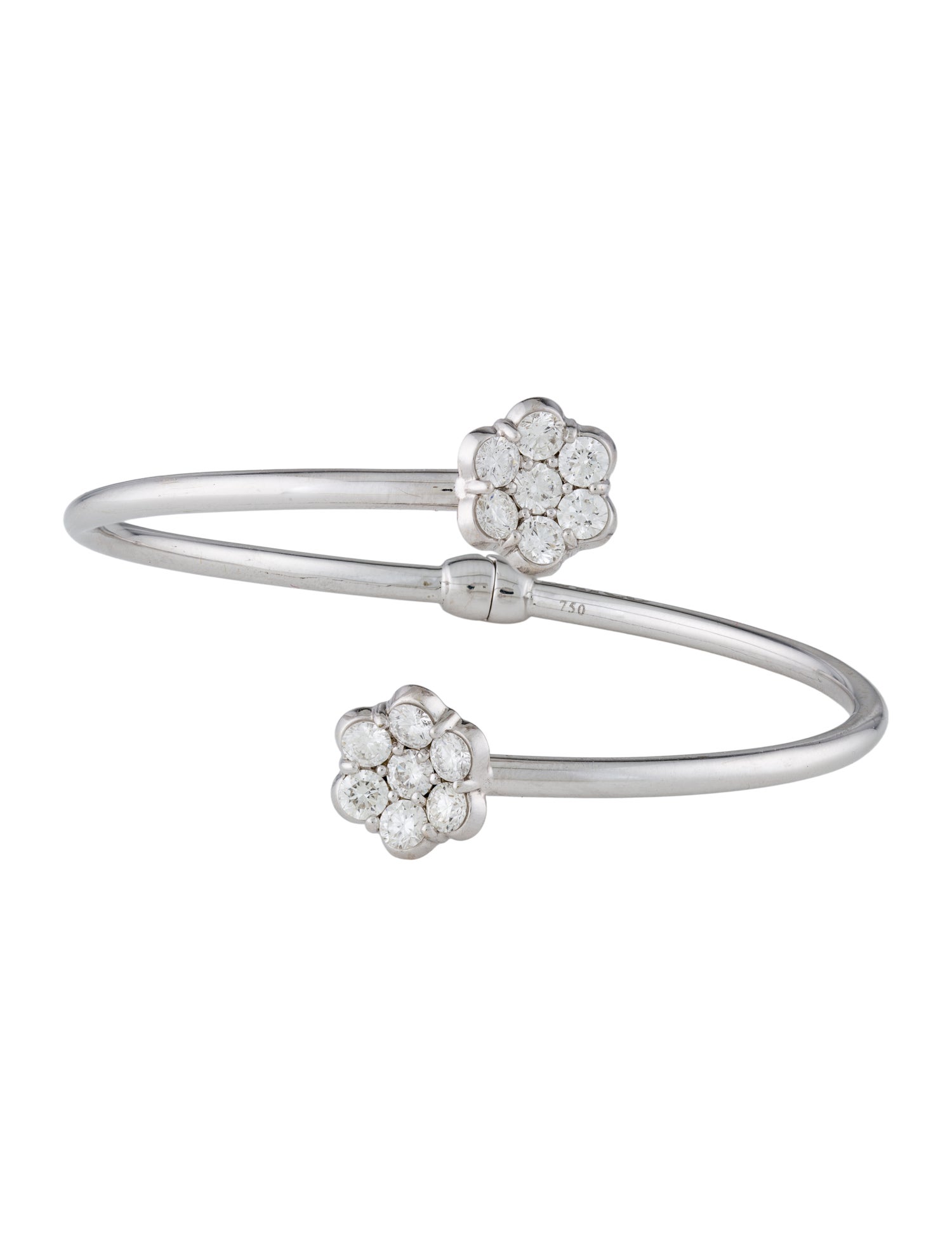 Bayco Jewels 18K Diamond Flower Hinged Bracelet