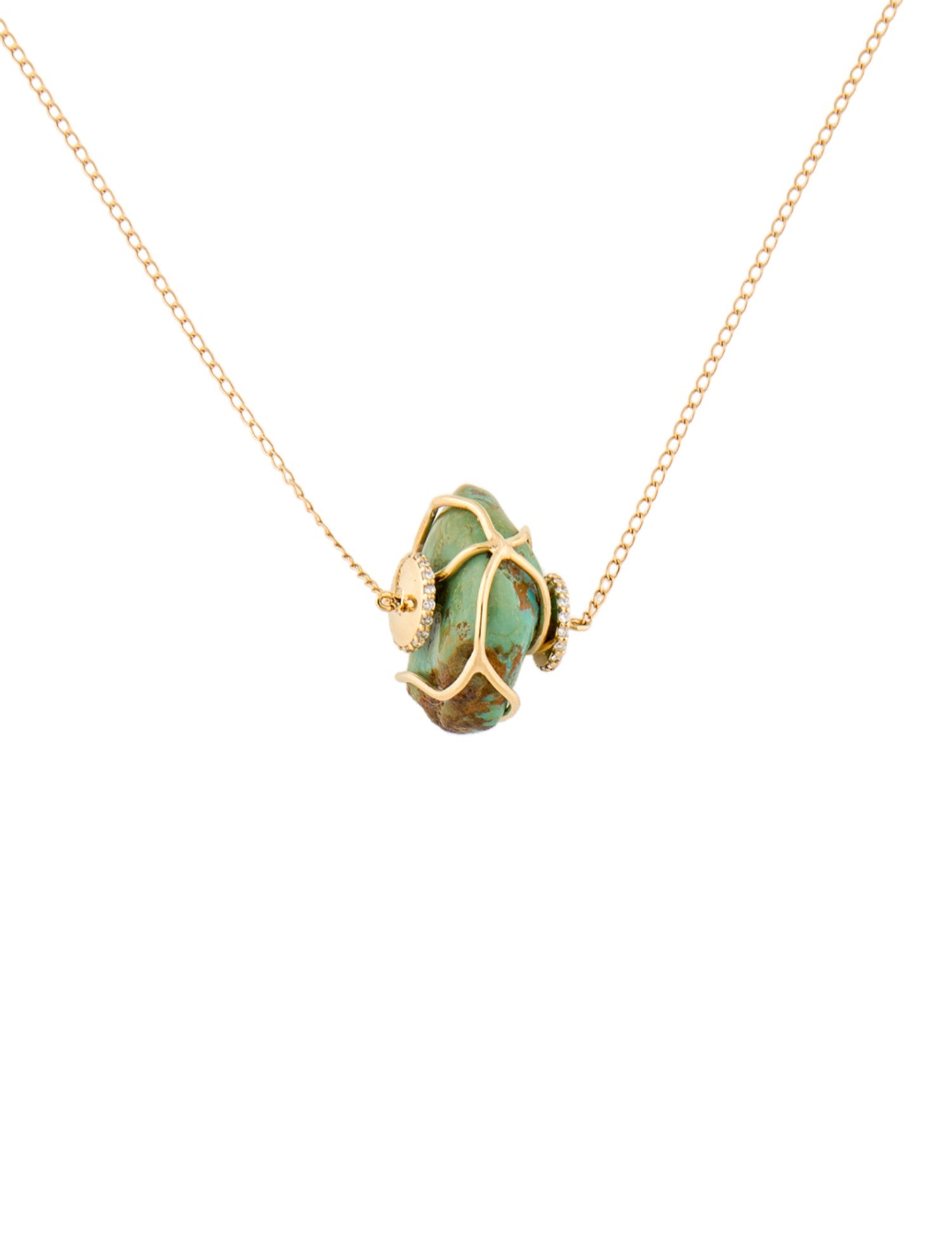 BaYou With Love 14K Turquoise & Diamond Pendant Necklace