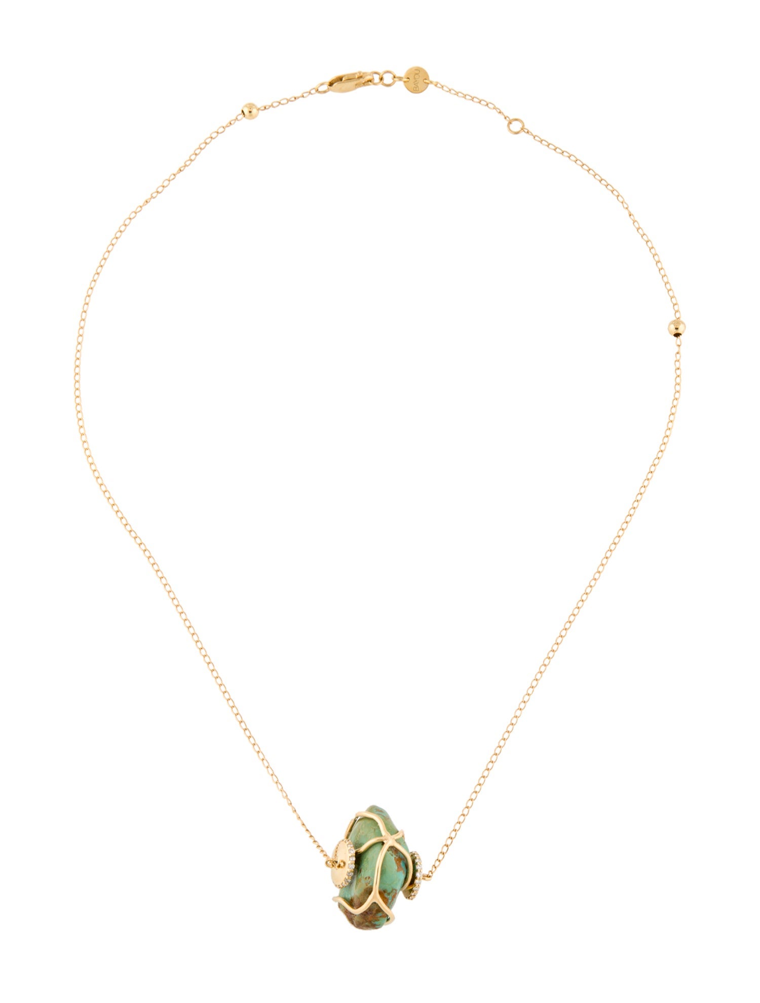 BaYou With Love 14K Turquoise & Diamond Pendant Necklace