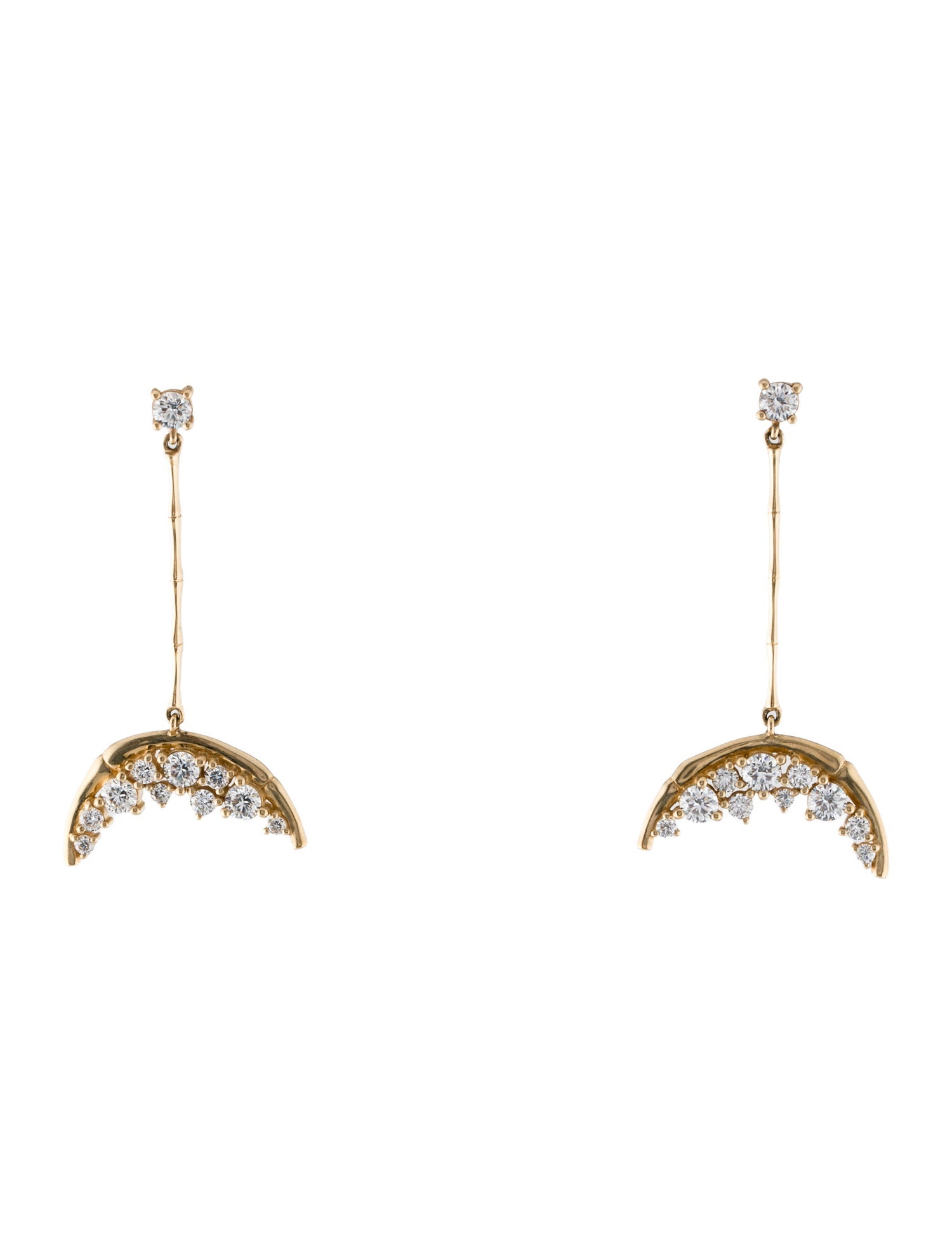 BaYou With Love 14K 1.20ctw Diamond Moon Drop Earrings