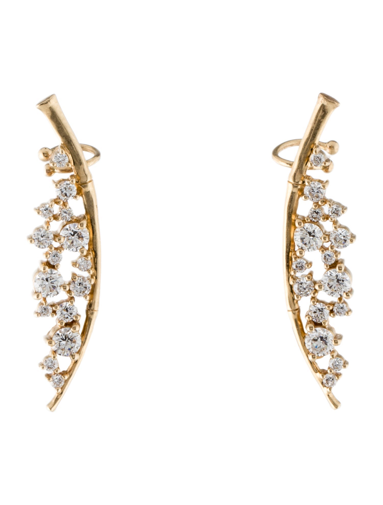BaYou With Love 14K Diamond Moon Ear Climbers