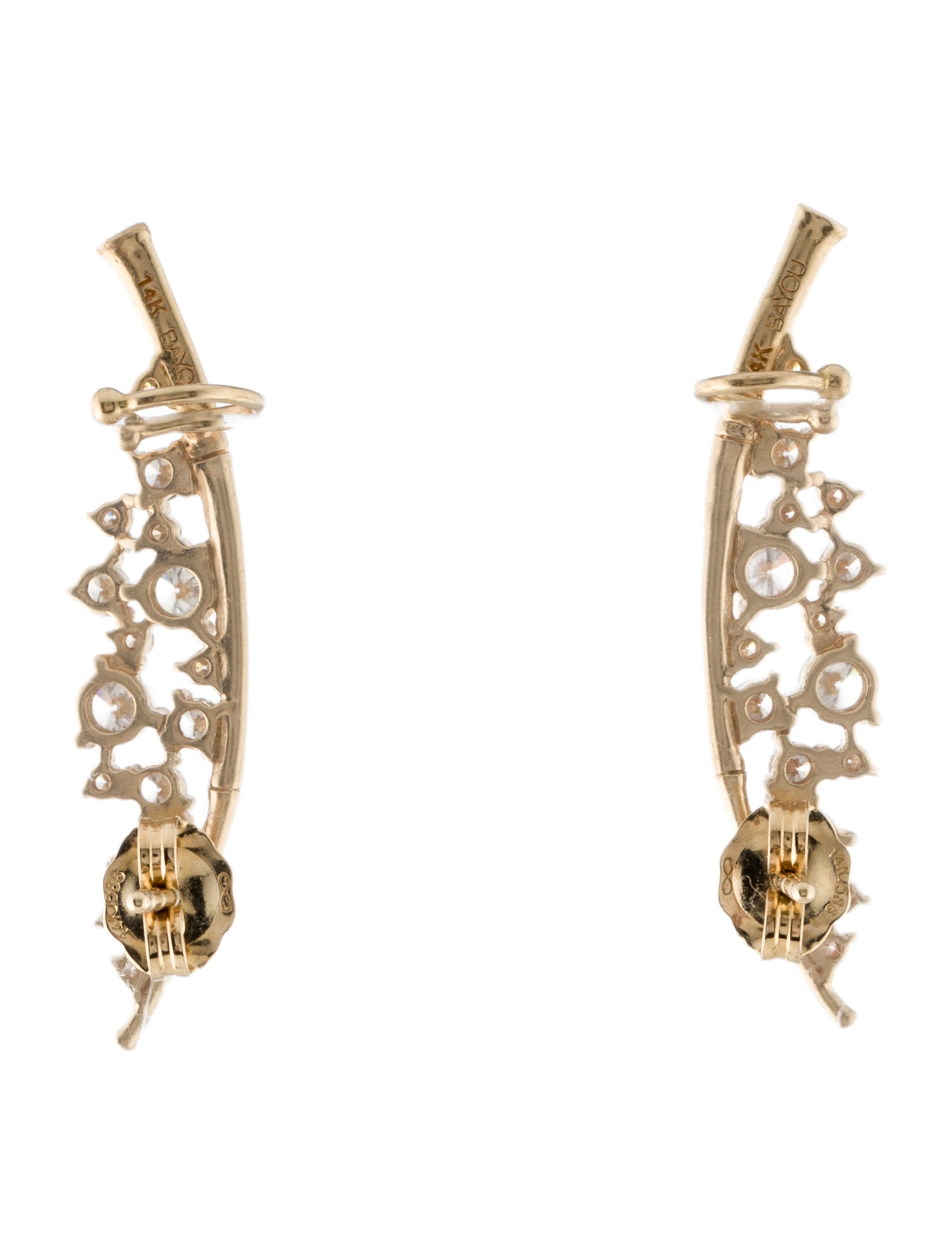 BaYou With Love 14K Diamond Moon Ear Climbers