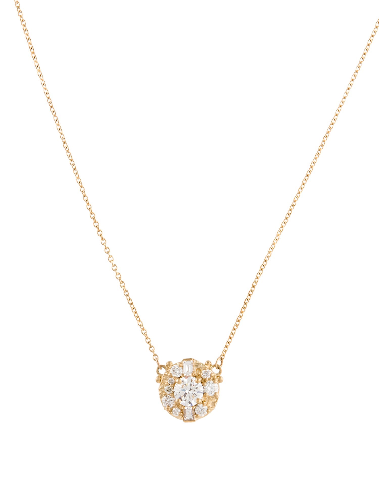 BaYou With Love 14K Diamond Round Moonscape Pendant Necklace