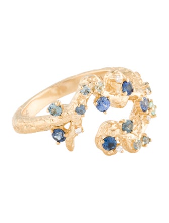 BaYou With Love 14K Sapphire & Diamond Open Moonscrape Ring