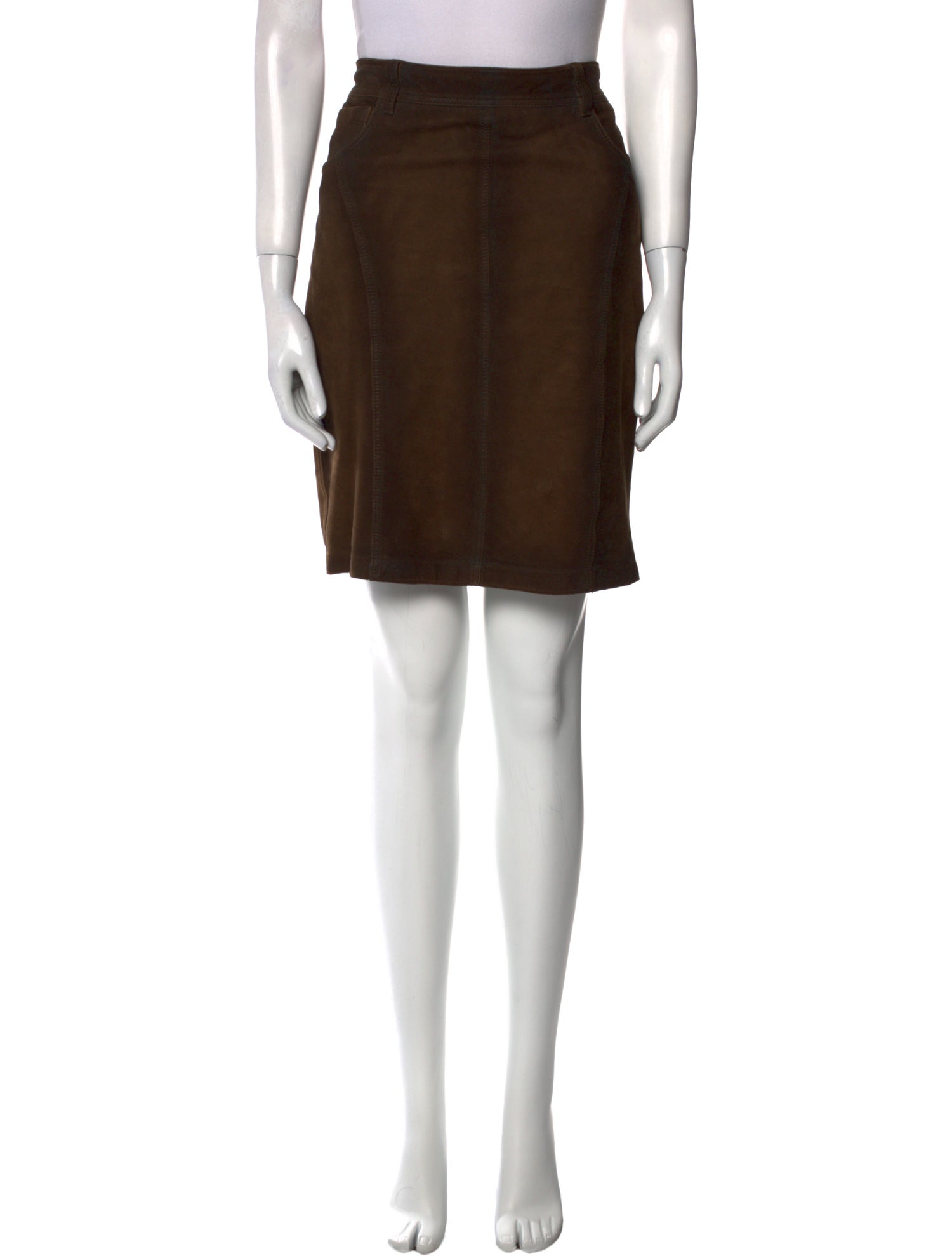 Burberry Brit Goat Leather Knee-Length Skirt