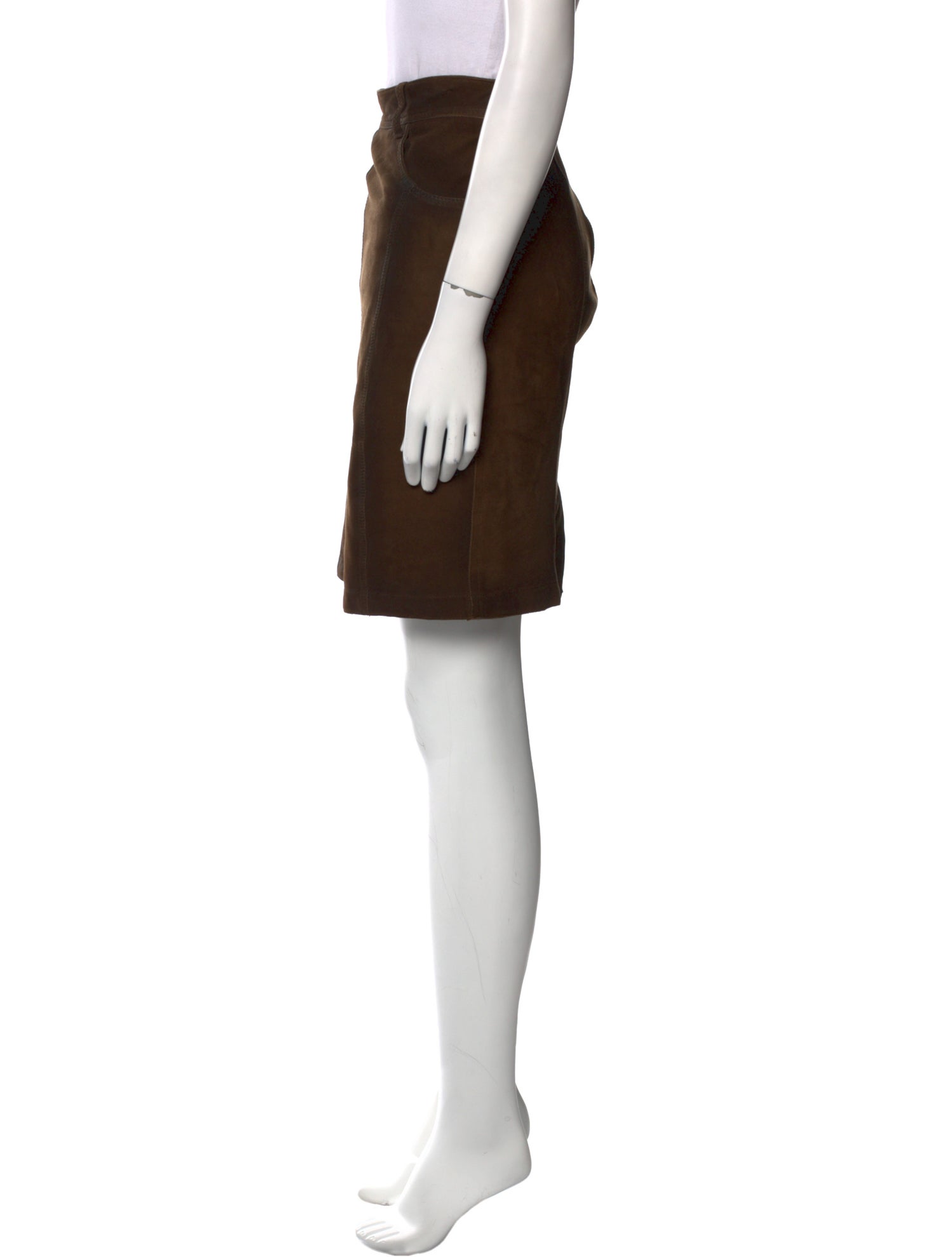 Burberry Brit Goat Leather Knee-Length Skirt