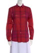 Burberry Brit Plaid Print Long Sleeve Button-Up Top