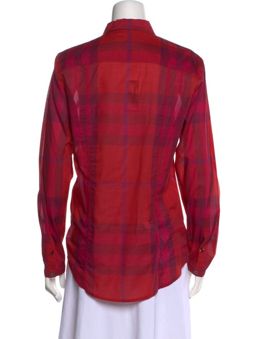 Burberry Brit Plaid Print Long Sleeve Button-Up Top