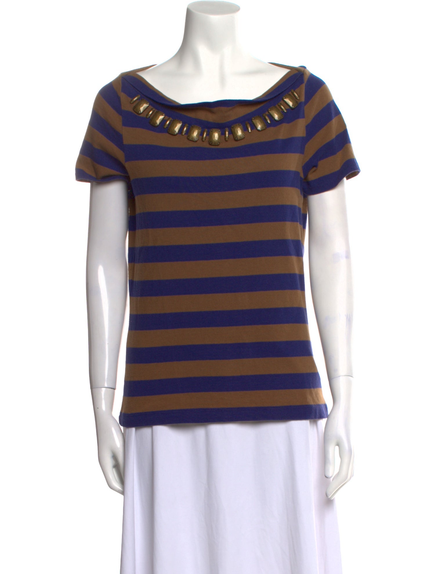 Burberry Brit Striped Bateau Neckline T-Shirt