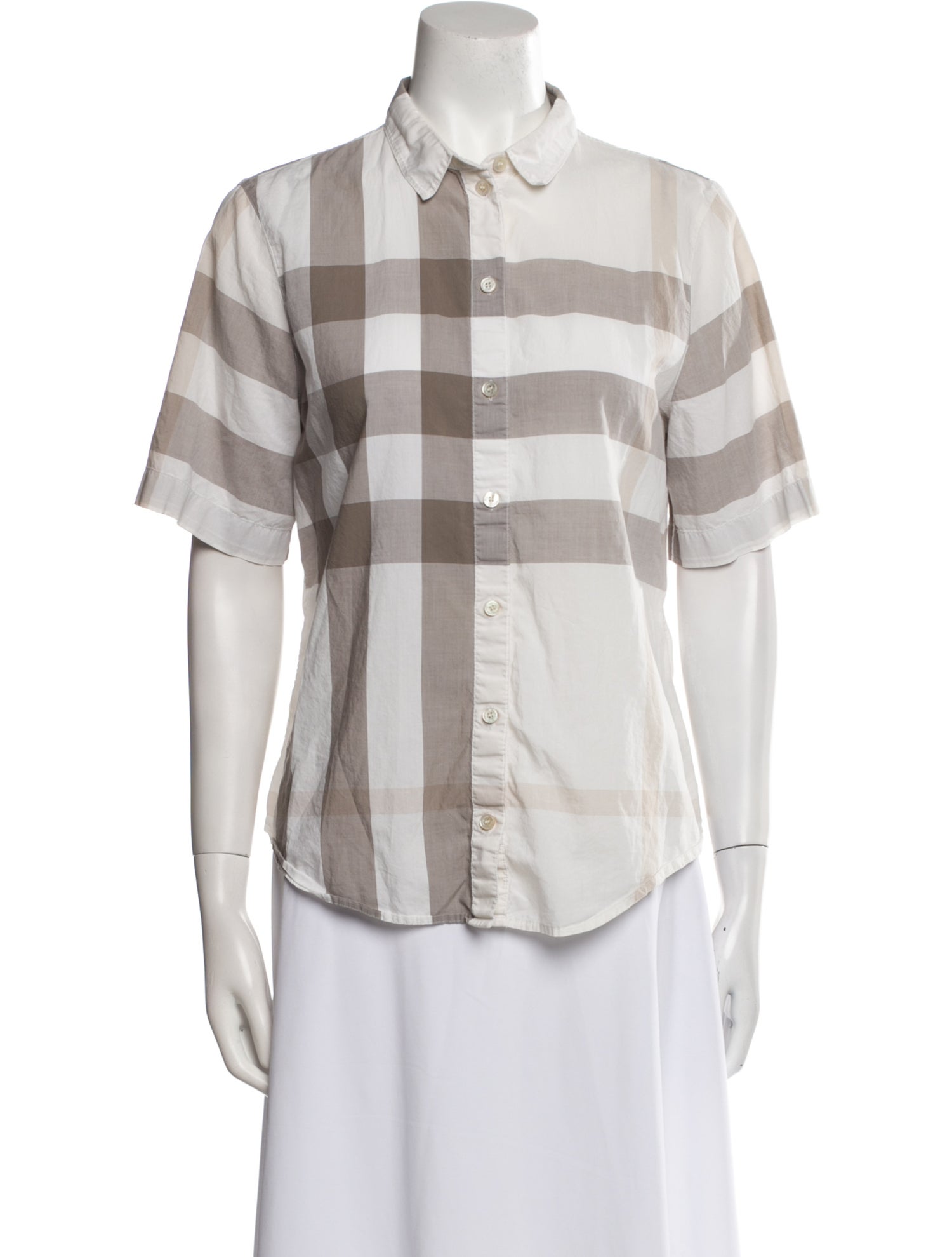 Burberry Brit Striped Short Sleeve Button-Up Top