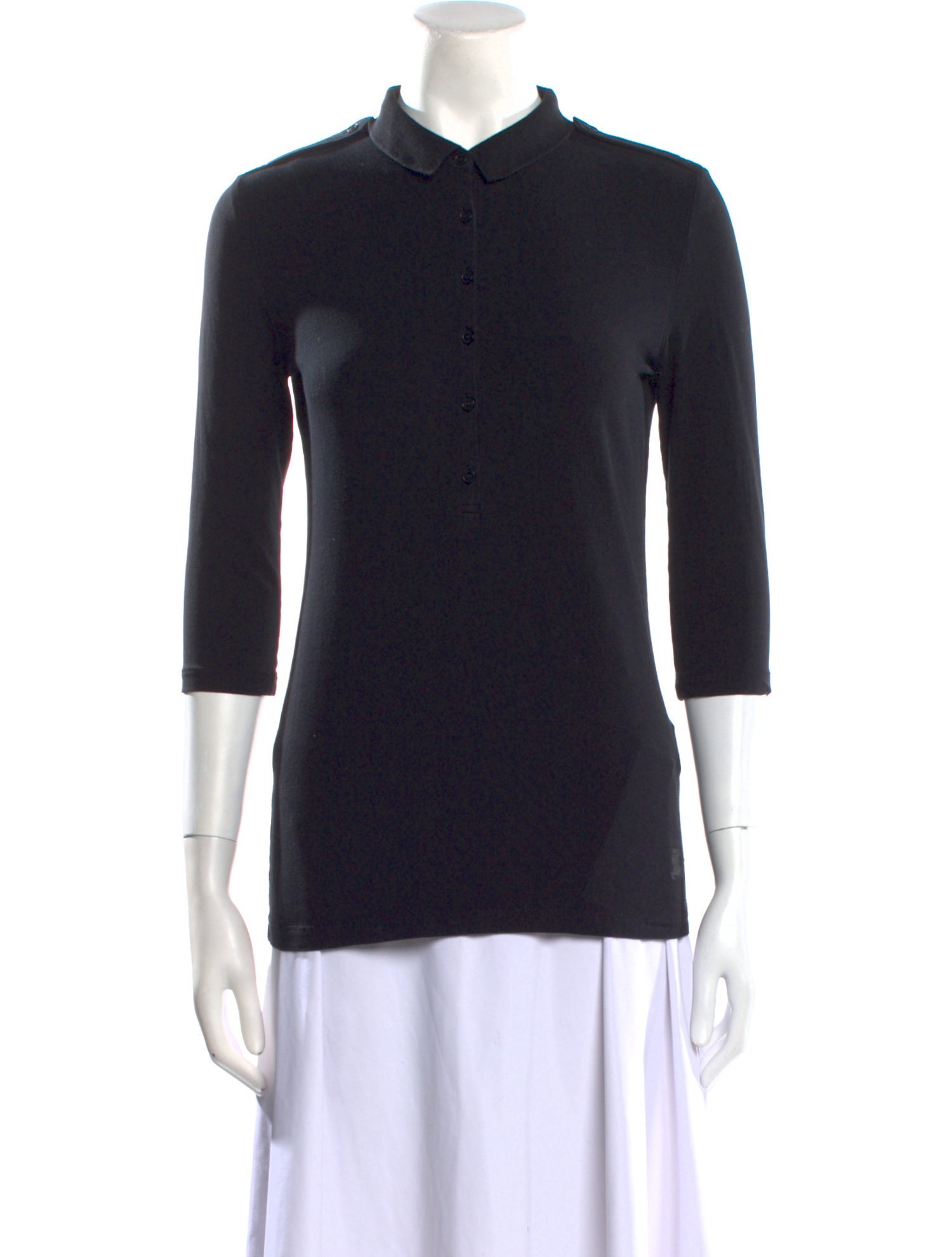 Burberry Brit Mock Neck Three-Quarter Sleeve Polo