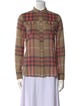 Burberry Brit Plaid Print Long Sleeve Button-Up Top
