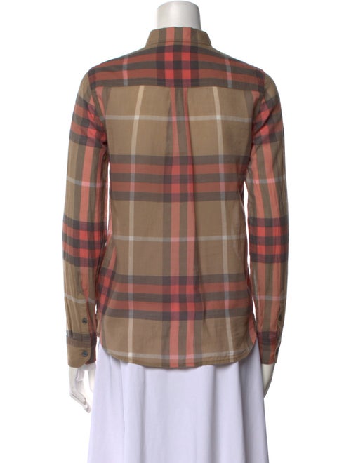 Burberry Brit Plaid Print Long Sleeve Button-Up Top