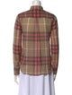 Burberry Brit Plaid Print Long Sleeve Button-Up Top