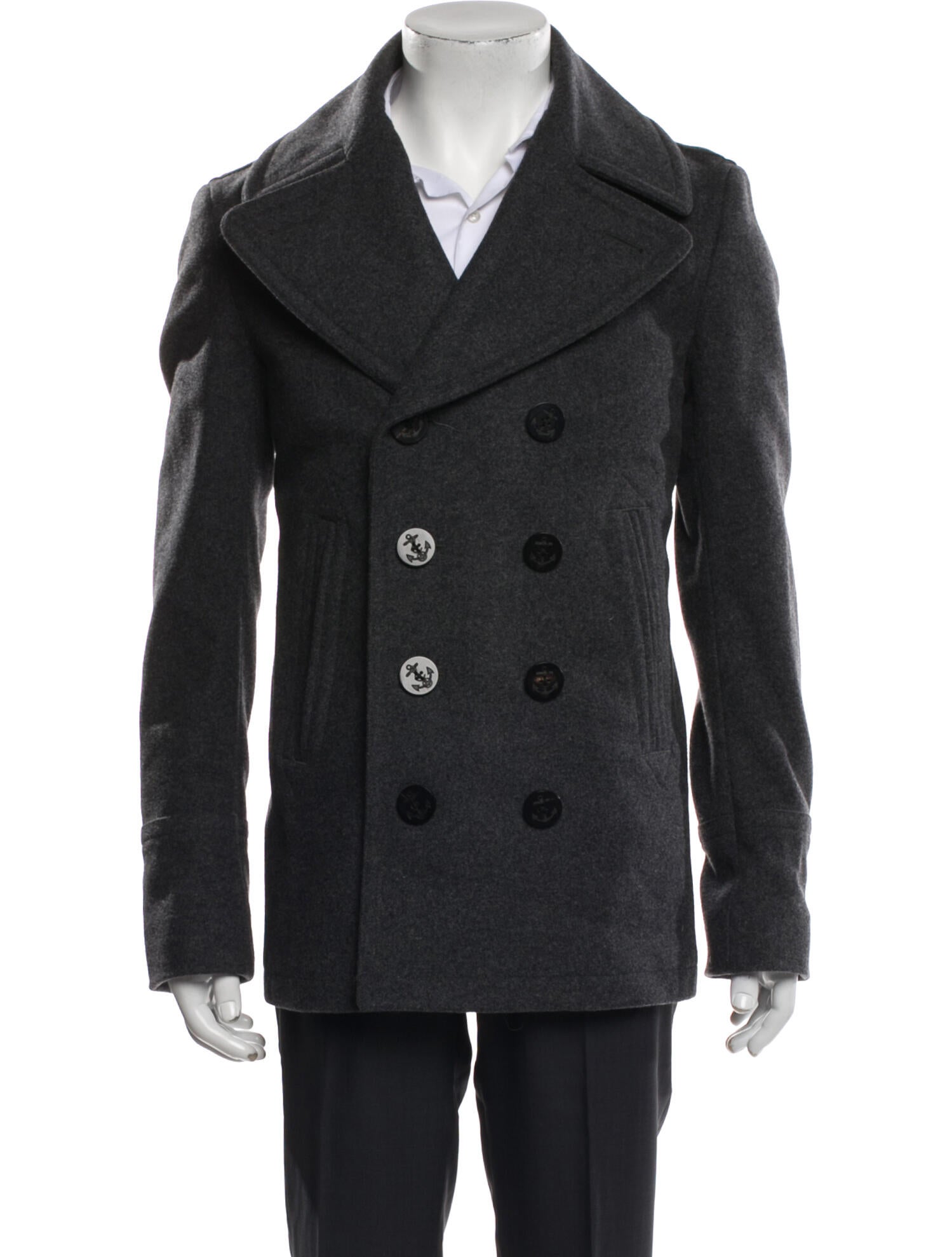 Burberry Brit Exploded Check Pattern Virgin Wool Peacoat