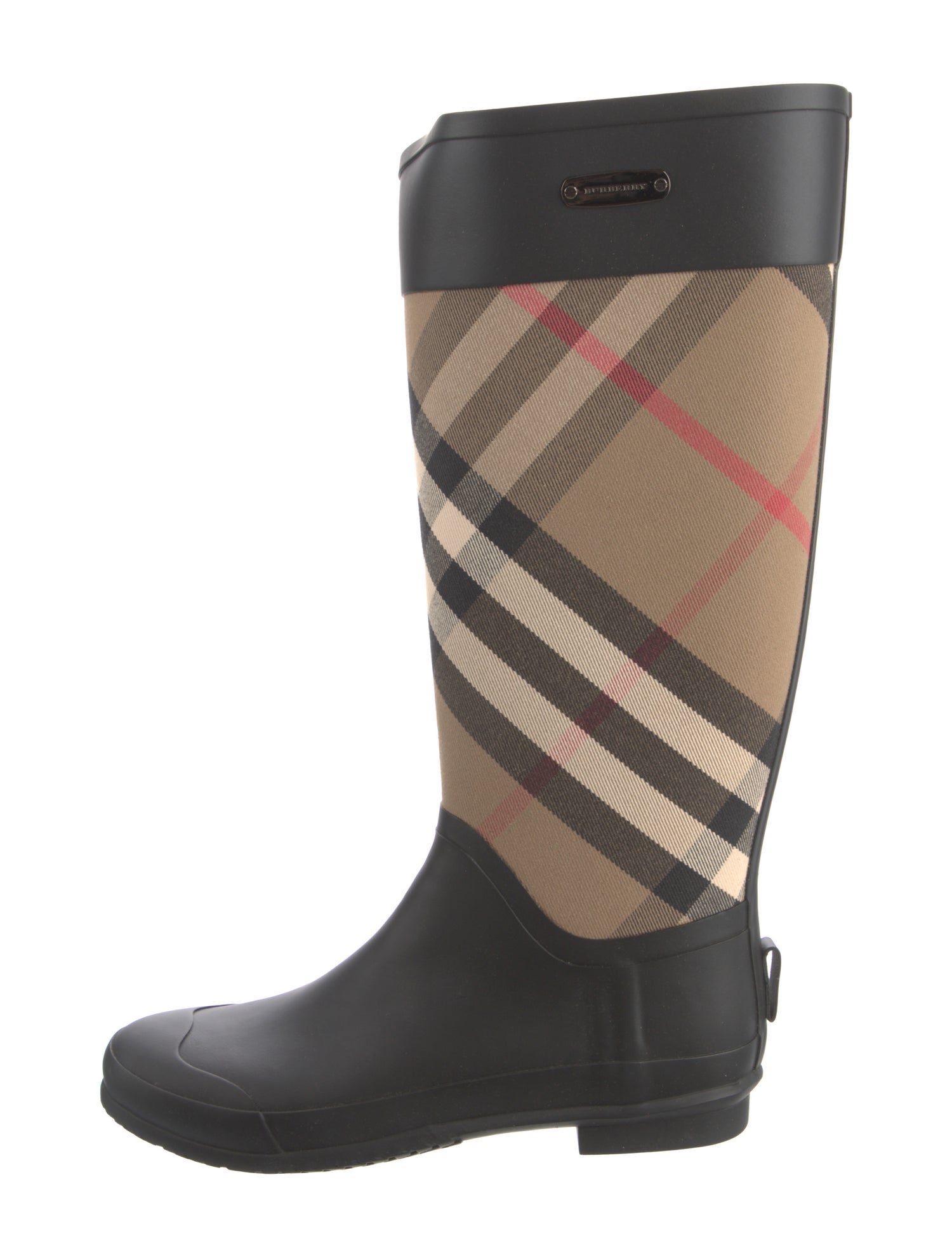 Burberry Brit Rubber Plaid Print Rain Boots
