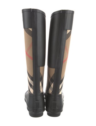 Burberry Brit Rubber Plaid Print Rain Boots