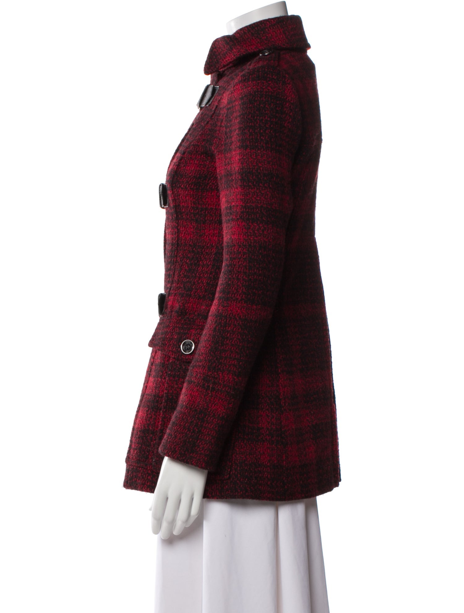 Burberry Brit Wool Plaid Print Peacoat
