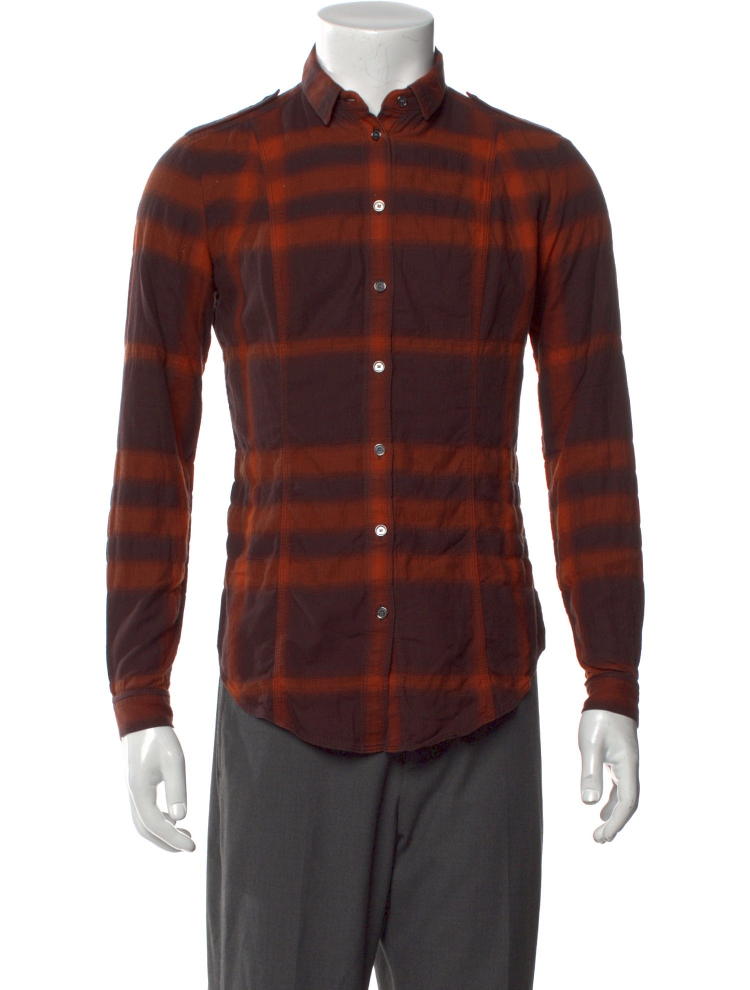 Burberry Brit Plaid Print Long Sleeve Shirt