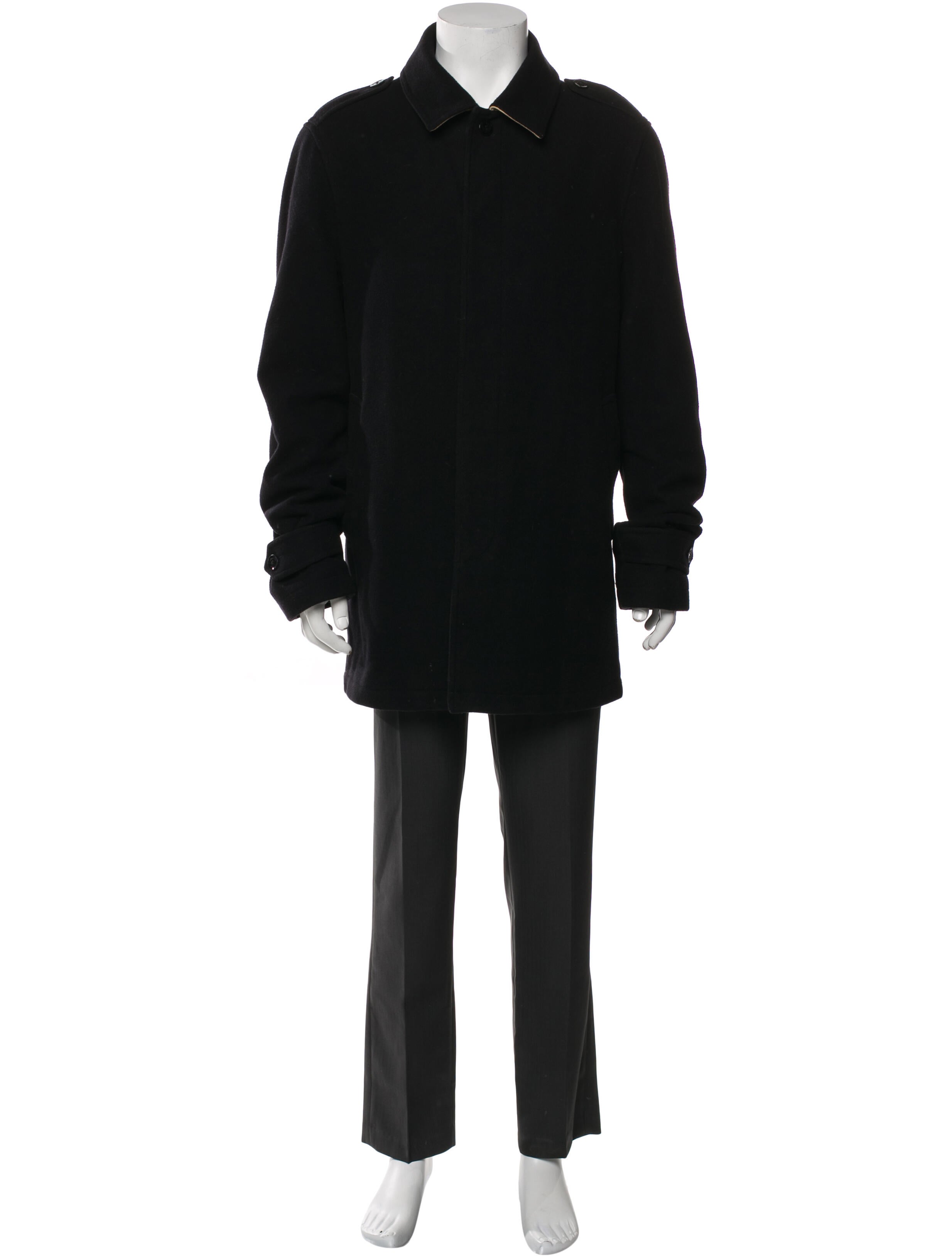 Burberry Brit Smoked Check Pattern Wool Overcoat