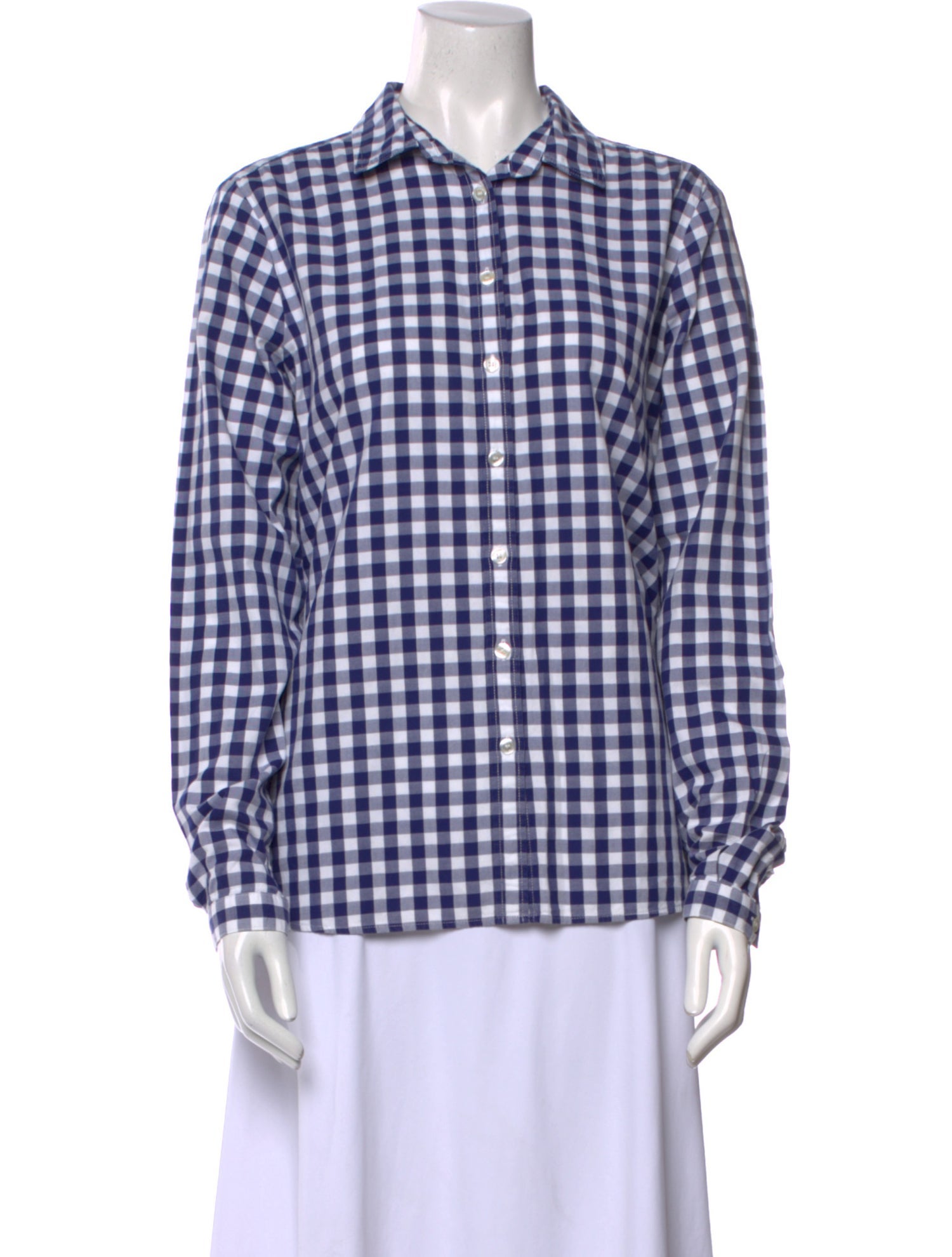 Burberry Brit Plaid Print Long Sleeve Button-Up Top