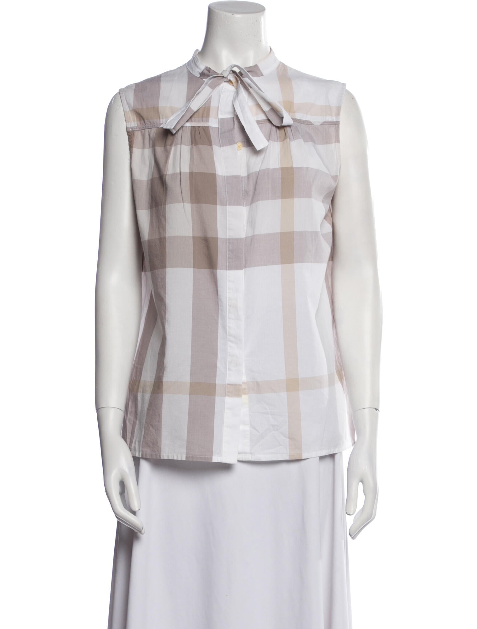Burberry Brit Plaid Print Sleeveless Blouse