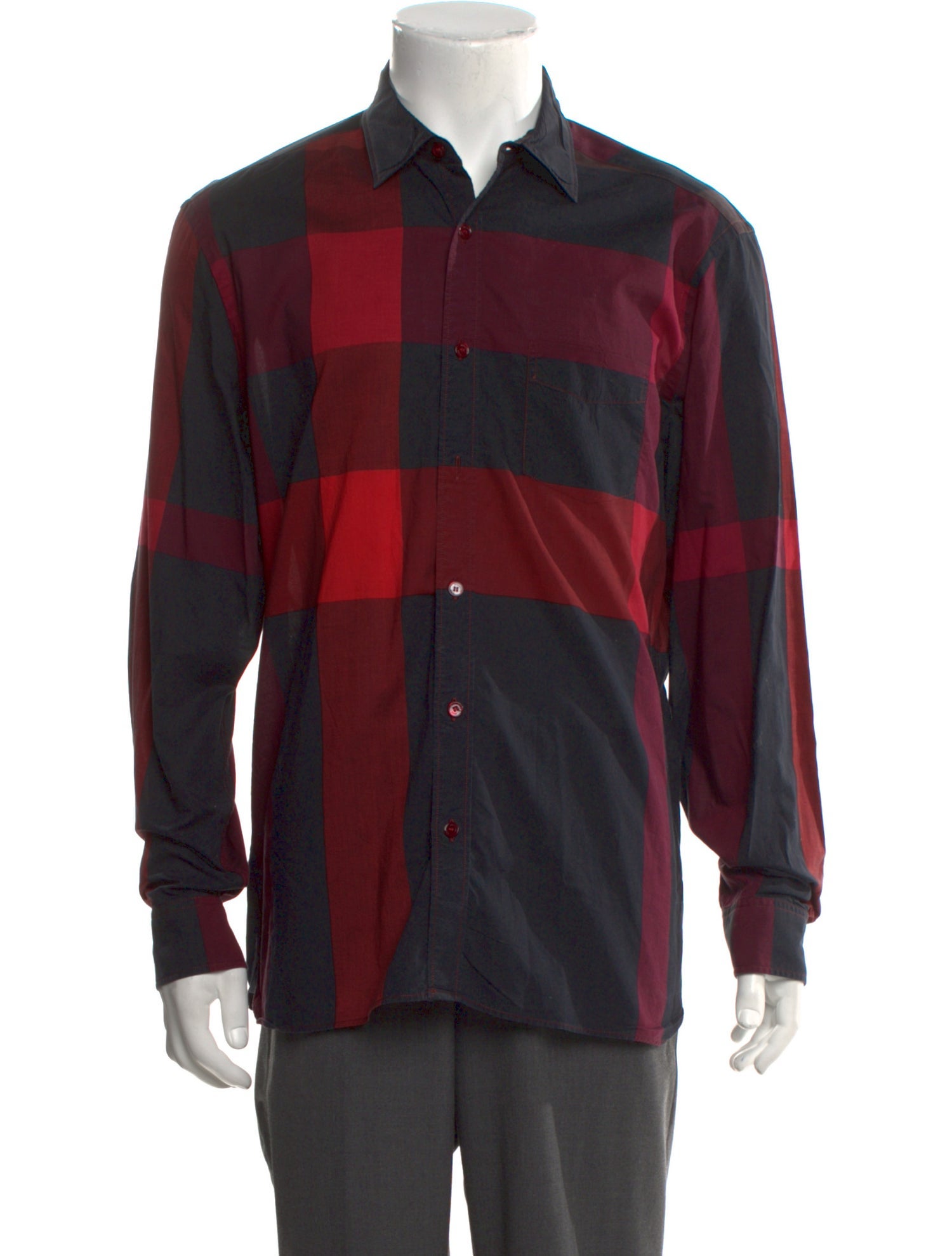 Burberry Brit Exploded Check Pattern Long Sleeve Dress Shirt