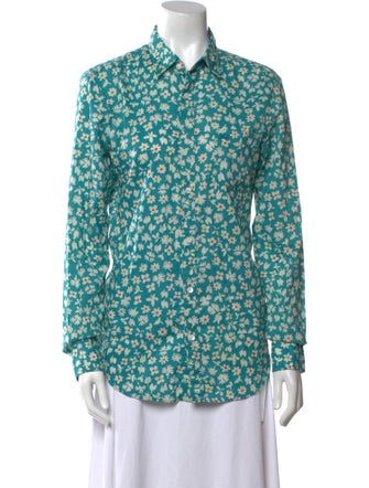 Burberry Brit Floral Print Long Sleeve Button-Up Top