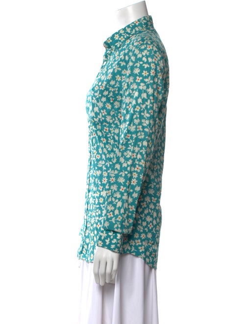 Burberry Brit Floral Print Long Sleeve Button-Up Top