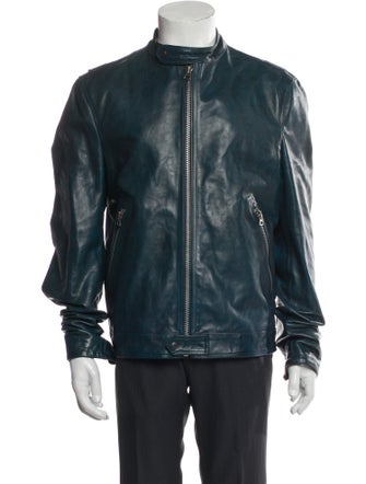 Burberry Brit Super Nova Check Pattern Calf Leather Moto Jacket