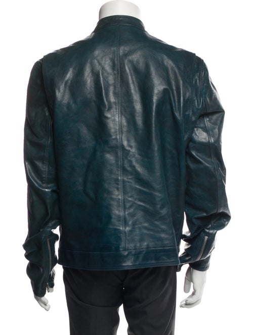 Burberry Brit Super Nova Check Pattern Calf Leather Moto Jacket