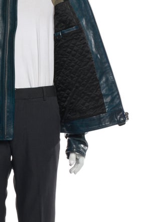 Burberry Brit Super Nova Check Pattern Calf Leather Moto Jacket