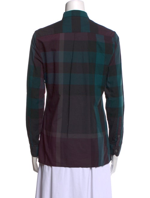 Burberry Brit Plaid Print Long Sleeve Button-Up Top