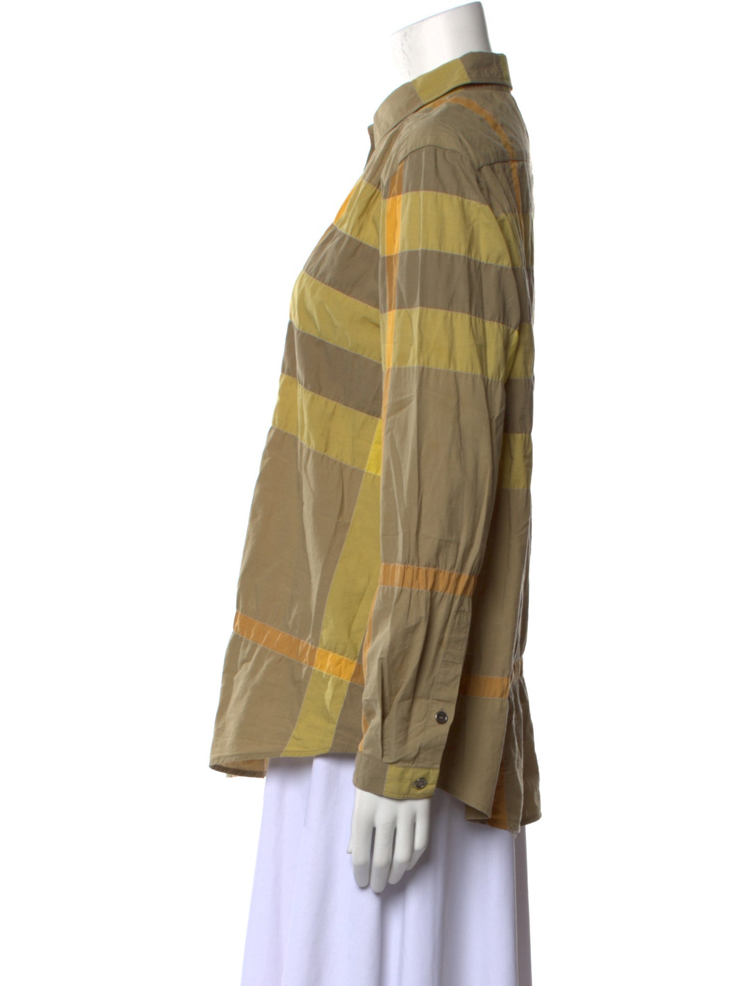 Burberry Brit Plaid Print Long Sleeve Button-Up Top