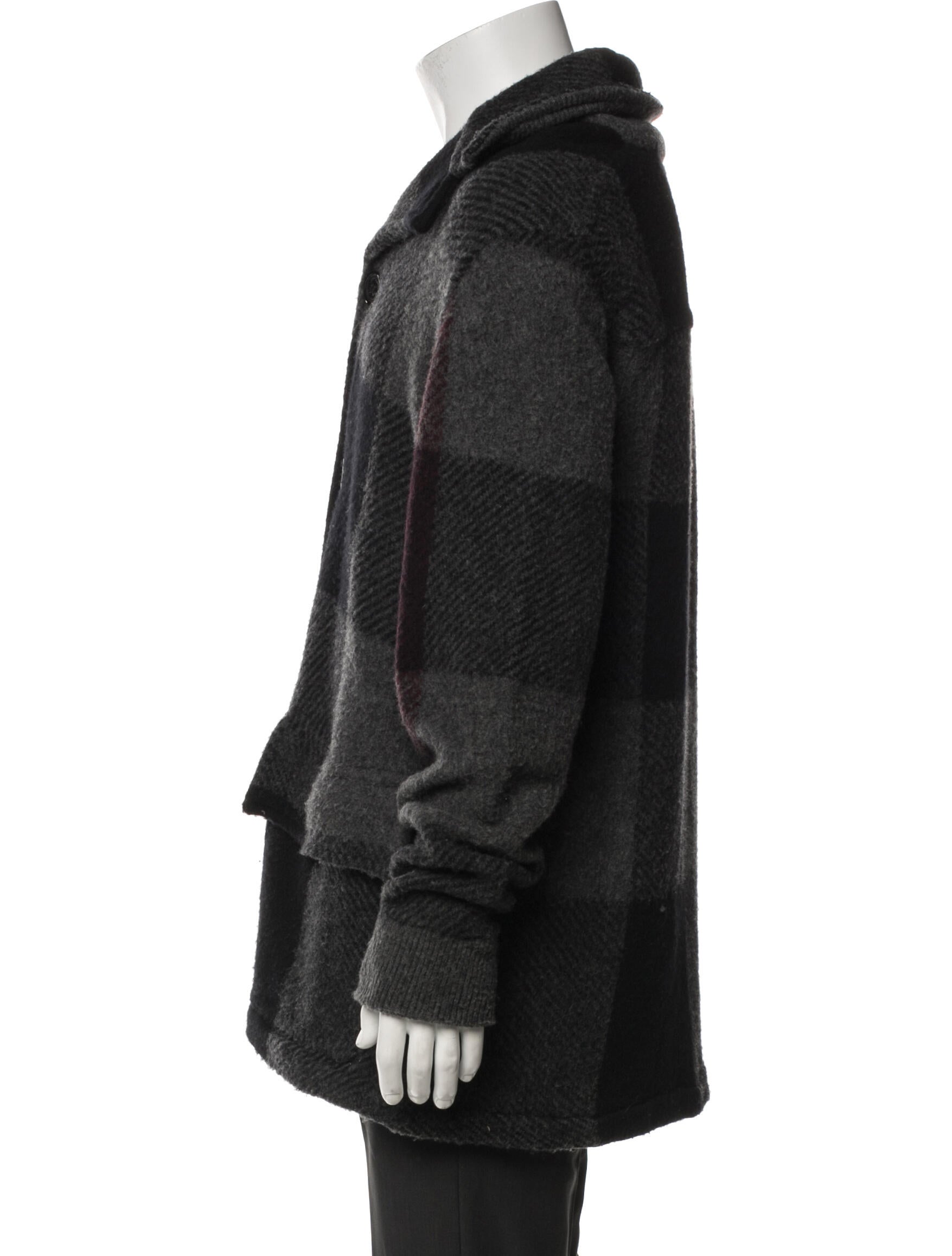 Burberry Brit Wool Plaid Print Cardigan