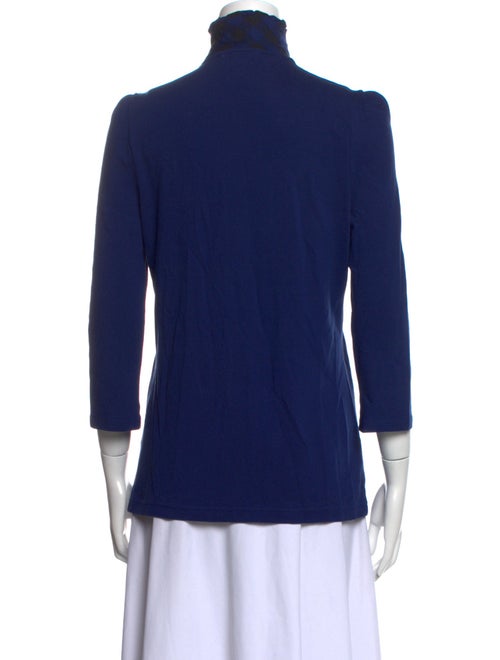 Burberry Brit Mock Neck Three-Quarter Sleeve Button-Up Top