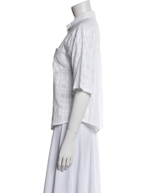 Burberry Brit Plaid Print Three-Quarter Sleeve Button-Up Top