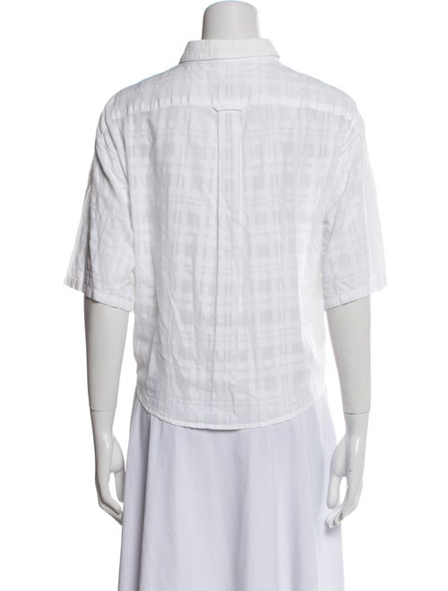 Burberry Brit Plaid Print Three-Quarter Sleeve Button-Up Top