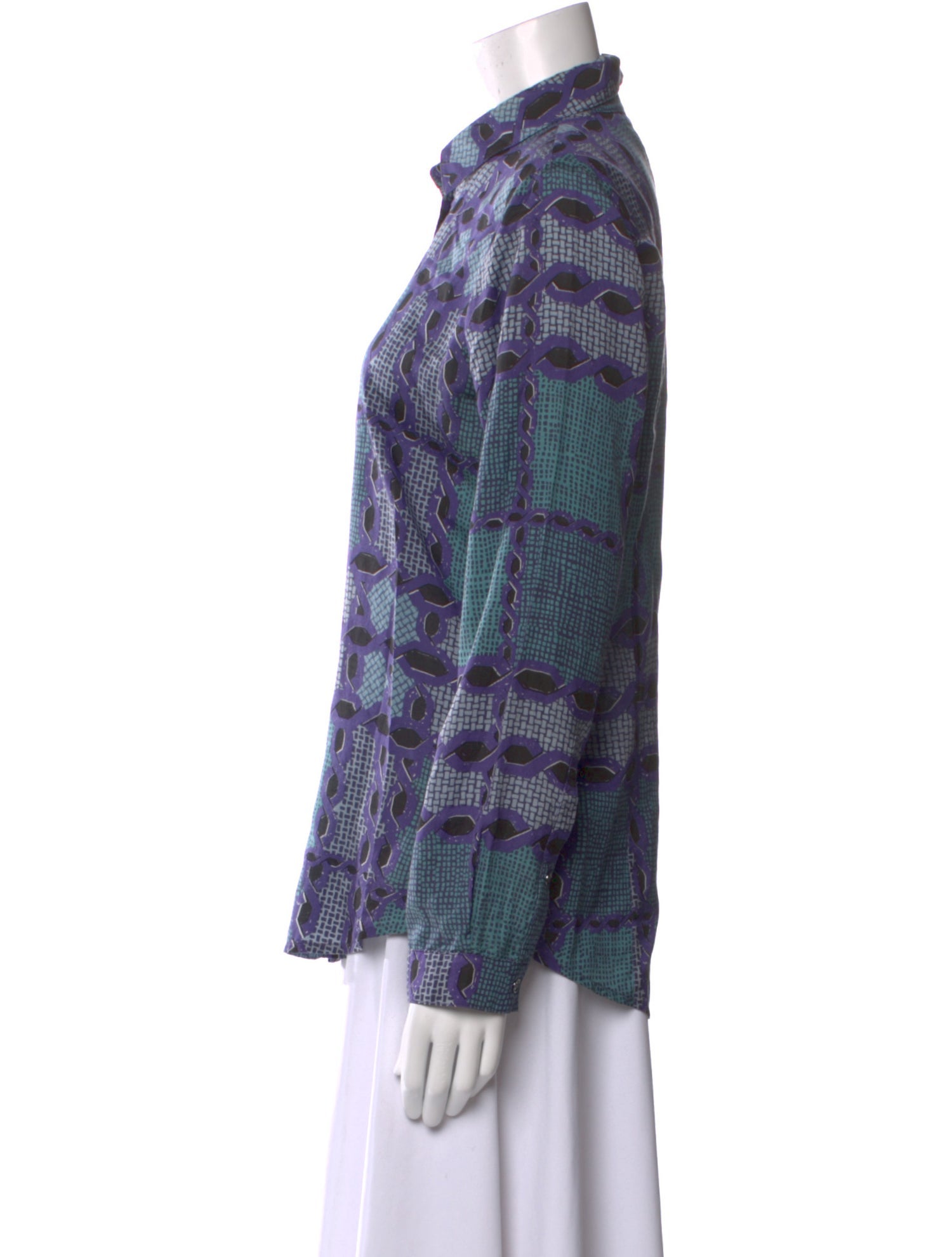 Burberry Brit Plaid Print Long Sleeve Button-Up Top