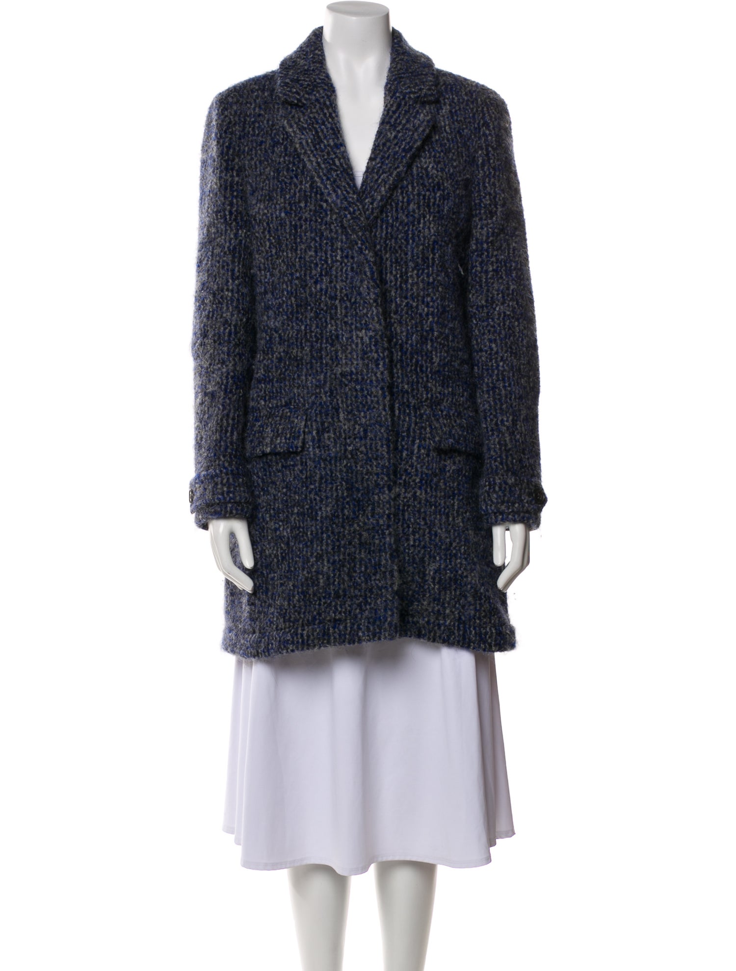 Burberry Brit Wool Tweed Pattern Faux Fur Coat
