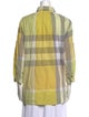 Burberry Brit Plaid Print Three-Quarter Sleeve Button-Up Top