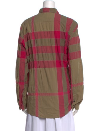 Burberry Brit Plaid Print Long Sleeve Button-Up Top