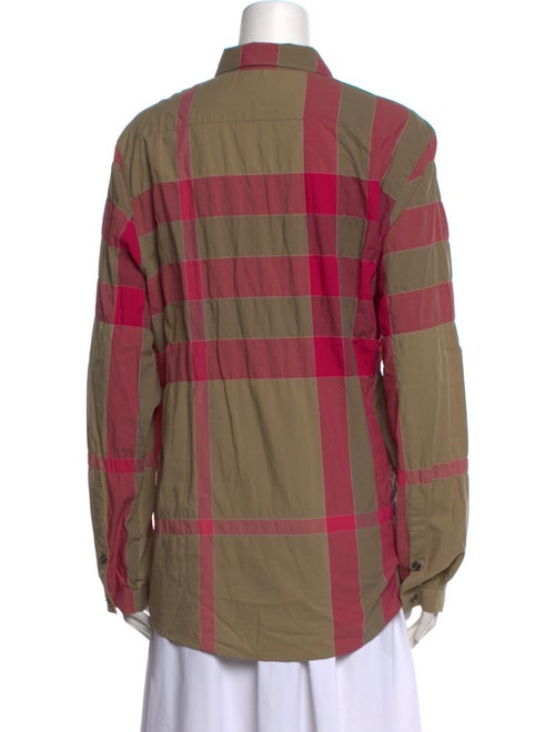 Burberry Brit Plaid Print Long Sleeve Button-Up Top