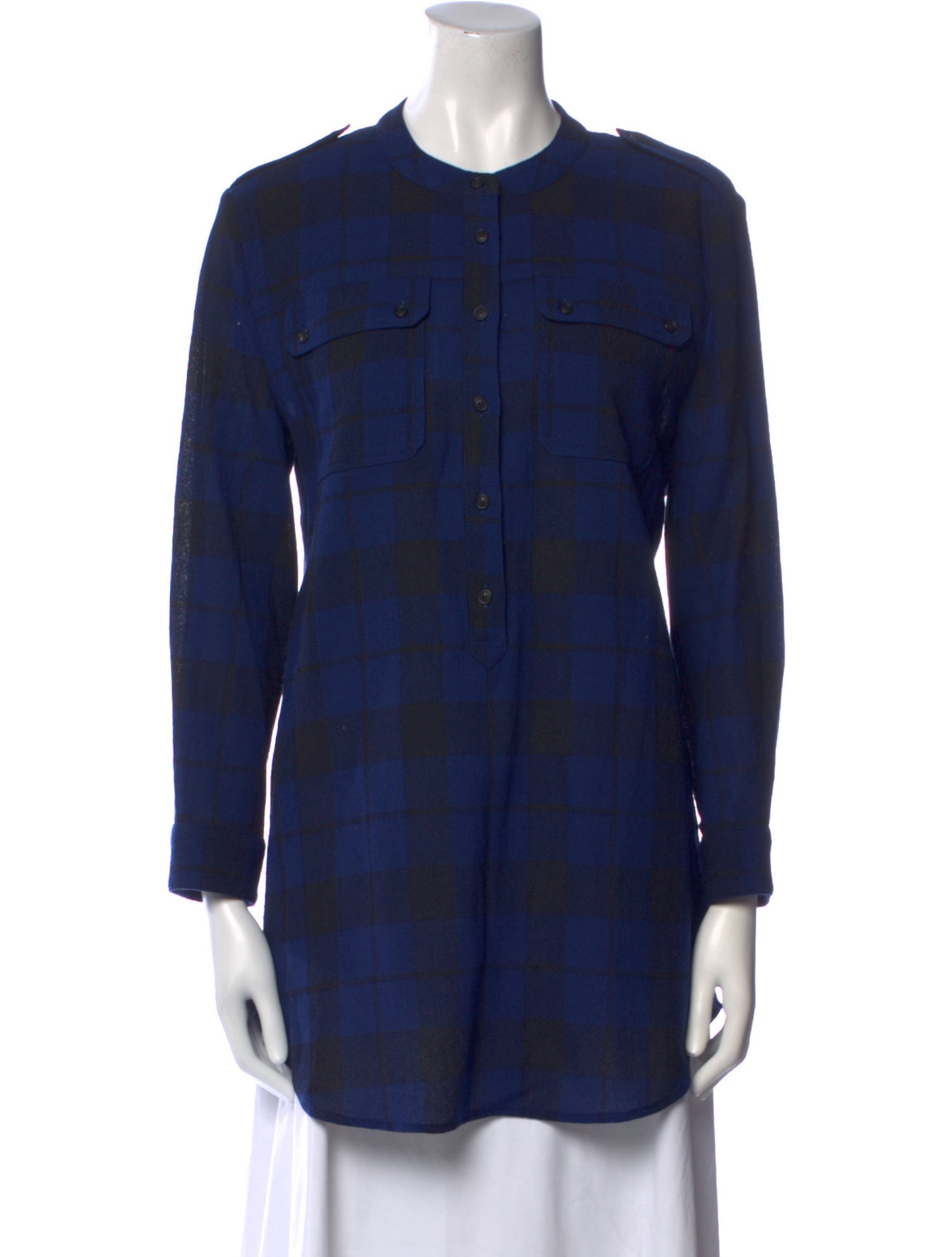 Burberry Brit Wool Plaid Print Tunic