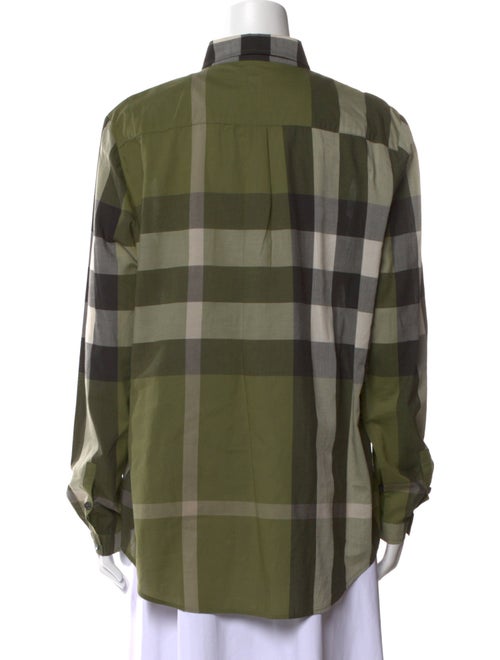 Burberry Brit Plaid Print Long Sleeve Button-Up Top
