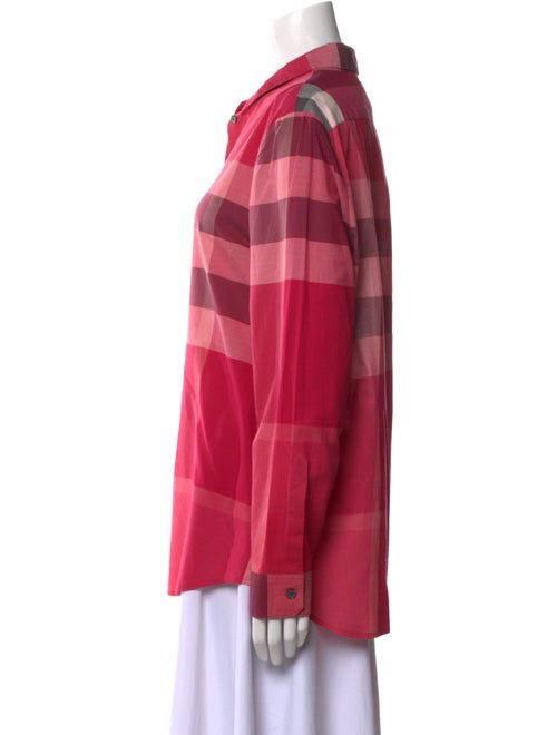 Burberry Brit Plaid Print Long Sleeve Button-Up Top