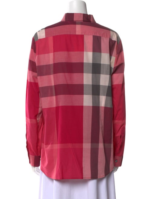 Burberry Brit Plaid Print Long Sleeve Button-Up Top