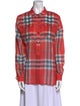 Burberry Brit Plaid Print Long Sleeve Button-Up Top