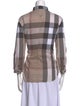 Burberry Brit Plaid Print Three-Quarter Sleeve Button-Up Top