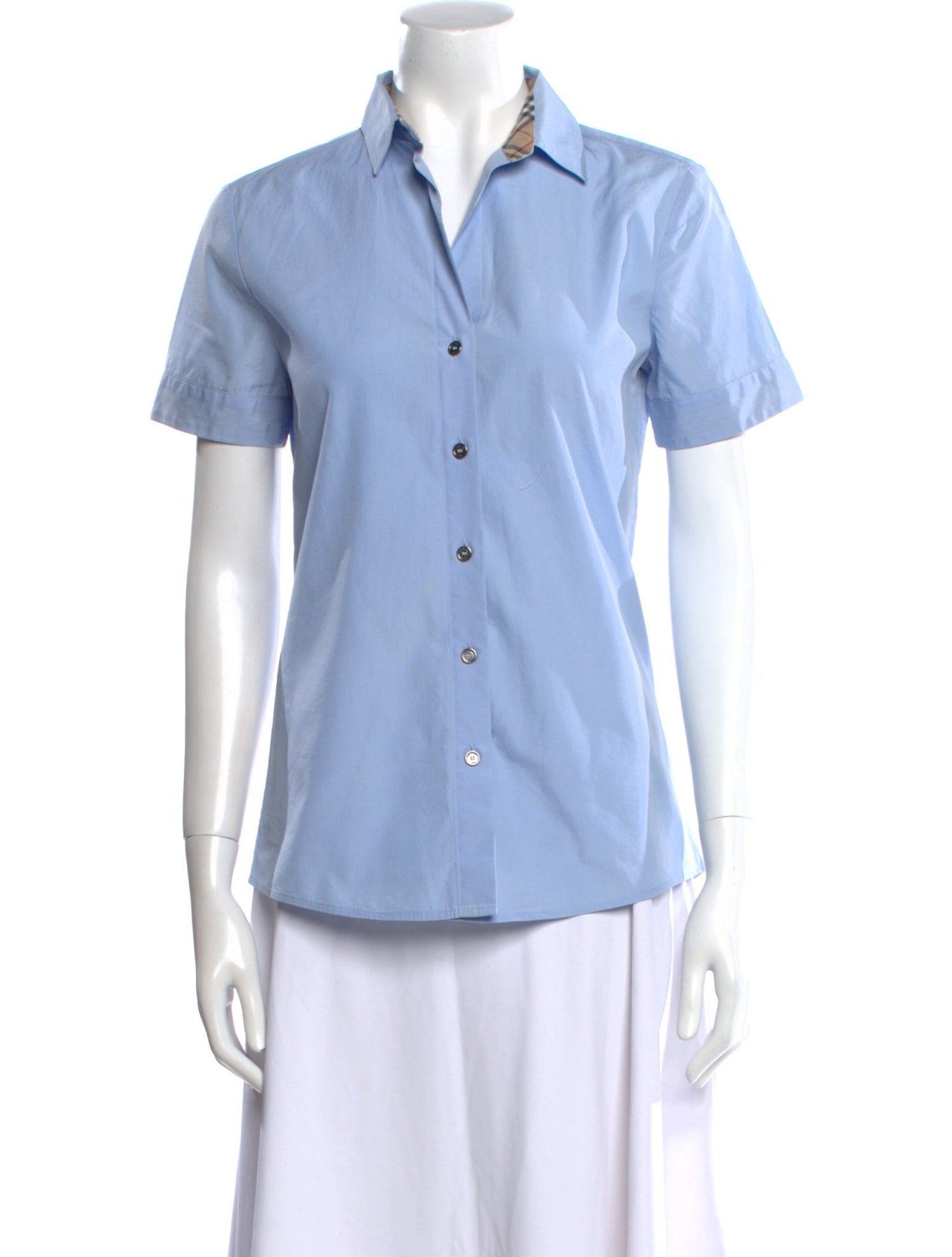 Burberry Brit Short Sleeve Button-Up Top